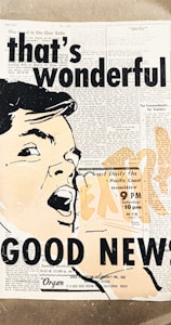 a newspaper with a picture of a man yelling